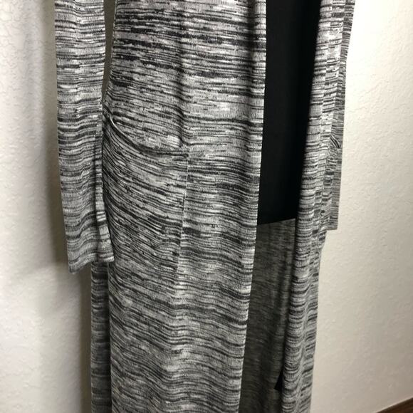 WHBM black white gray marled long open front cardigan size Extra Small XS - Picture 3 of 13